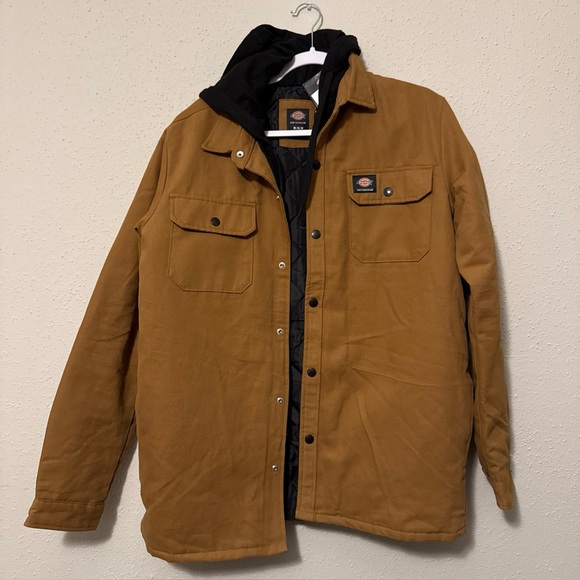 Dickies Skateboarding - Shirt Jacket with Fleece Hood – Brown Duck Medium New